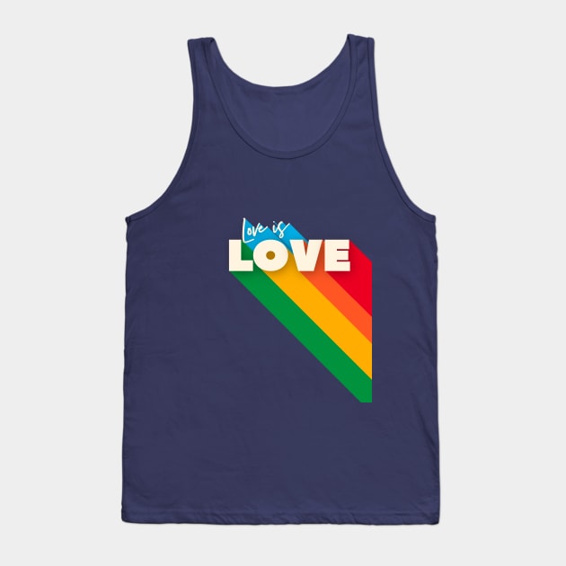 LOVE IS LOVE - rainbow text Tank Top by showmemars